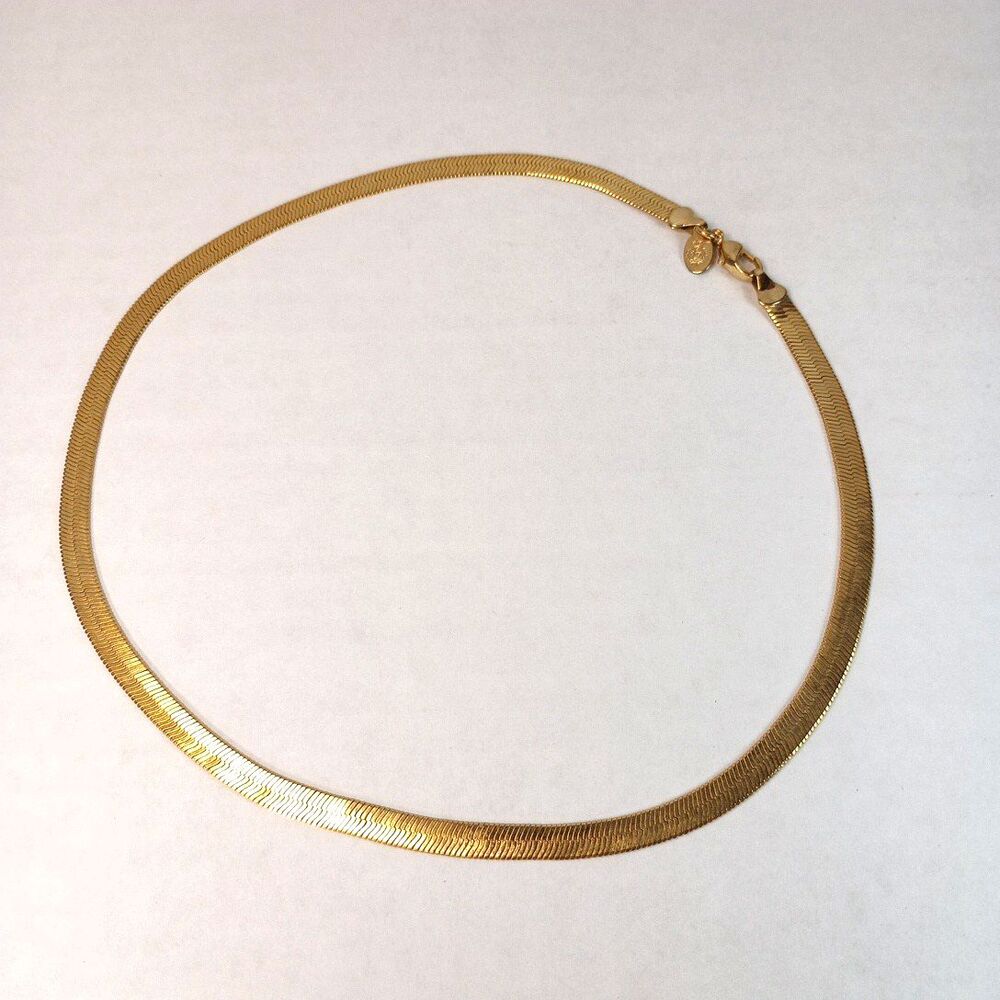 Vintage Premier Designs Herringbone Chain 17" Chain Necklace Jewelry Gold plated
